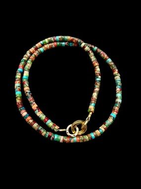 Multicolor Jasper Stone Beaded Necklace.